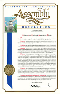 California State Salmon & Steelhead Awareness Month Proclamation (click for enlargement)